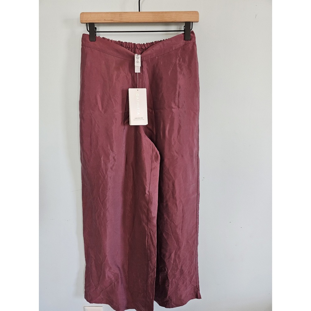 NWT Athleta Women's Calm Cool Wide Leg Satin Pants‎ Mauve Casual Comfy- Size S
